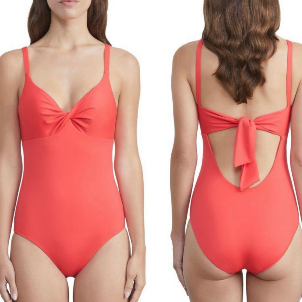 Lafayette 148 New York Tie-Back One-Piece Swimsuit Size Small